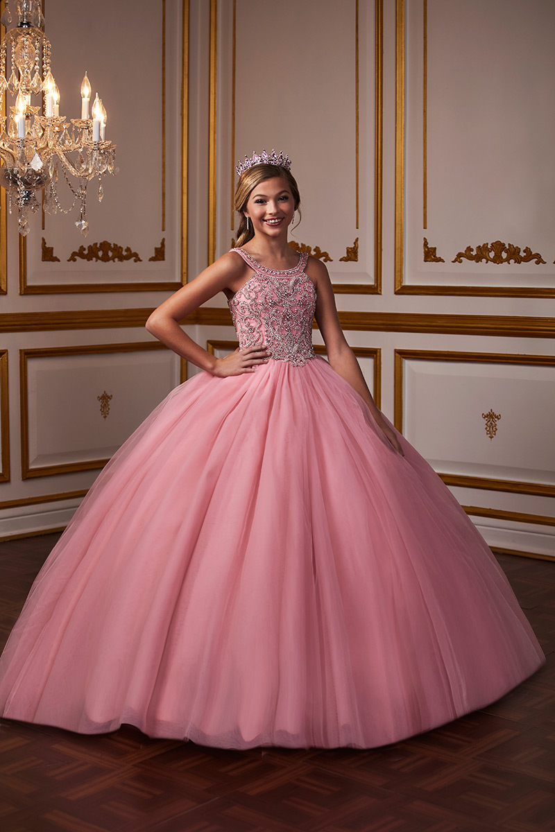 Pink Lace Quinceanera Dresses Sequin Prom Ball Gown Sweet 15 16