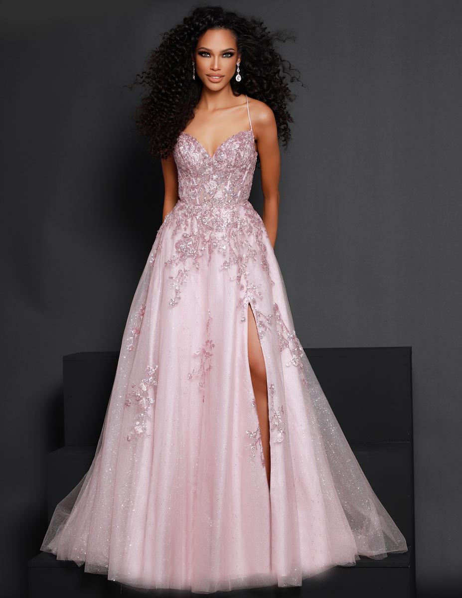 Dusty Pink Strapless Ruffles Mermaid Prom Dress Long With Slit