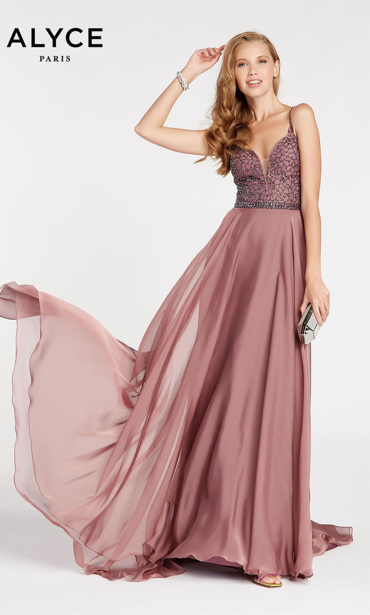 old rose evening gown