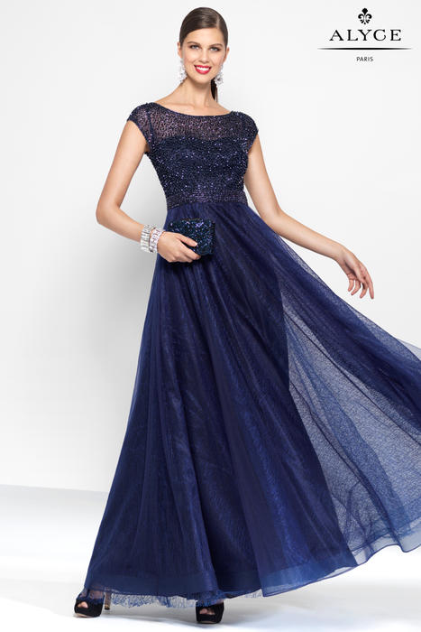 alyce paris navy blue dress Formal Dress: 61824. Long, Scoop Neck, Ballgow