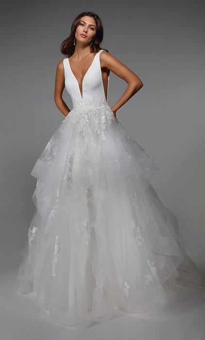 Alyce Paris 7016 Plunging Lace Bodice Wedding Dress 