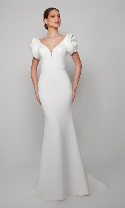 Plunging Neckline Satin Wedding Dress 7021 – Sparkly Gowns