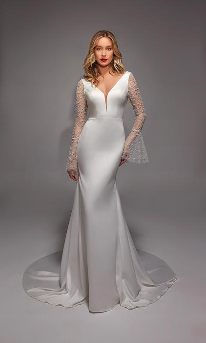 knee length dresses for ladies Elegant A-Line Lace Long Sleeves Wedding Dress with Detachable Train