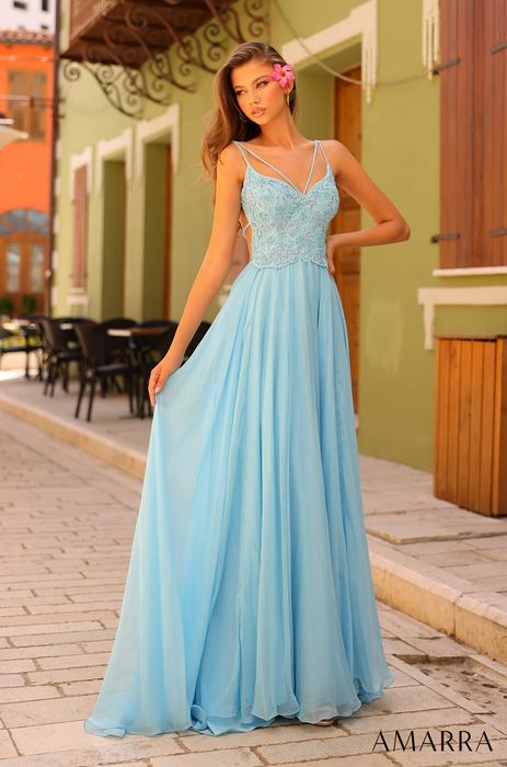 Amarra 87173 Size 0, 6 Light Blue Homecoming Dress Short Fitted Rhinestone  One Shoulder Formal Gown Corset