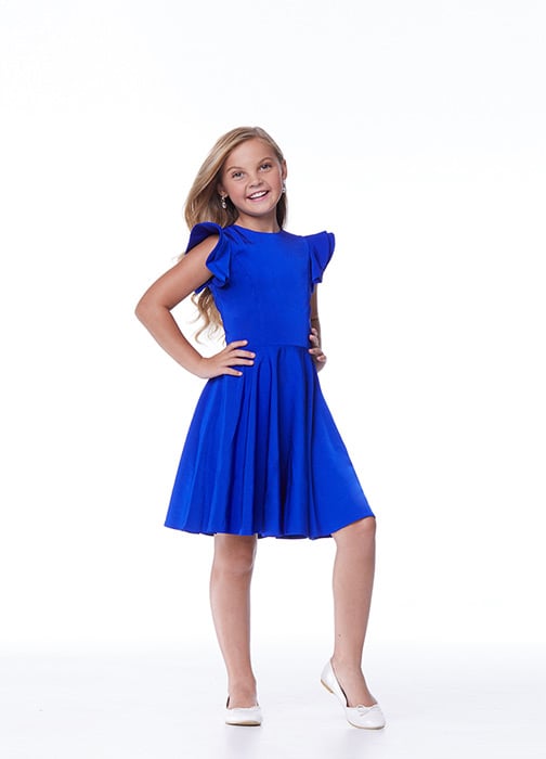 Kids Ruffle Shoulder Cocktail Dress 8042