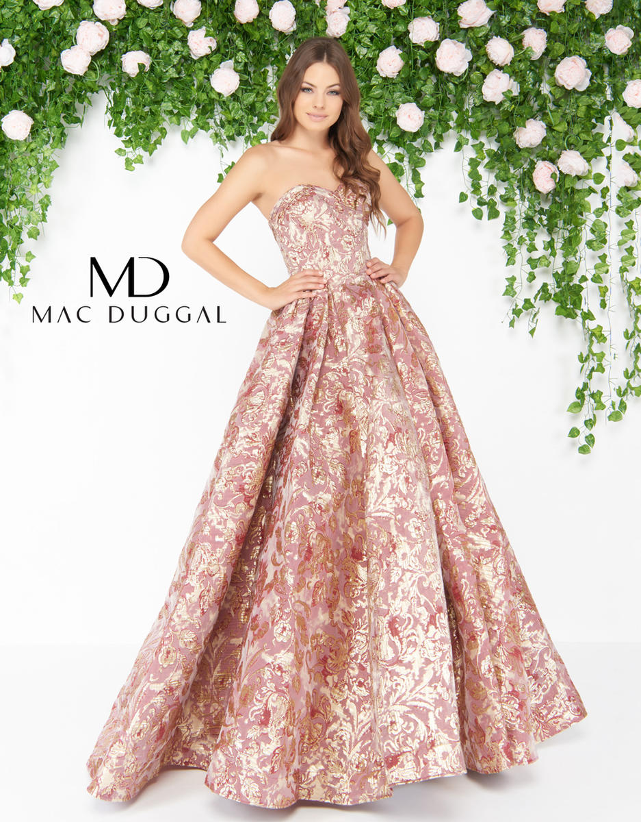 mac duggal rose gold dress