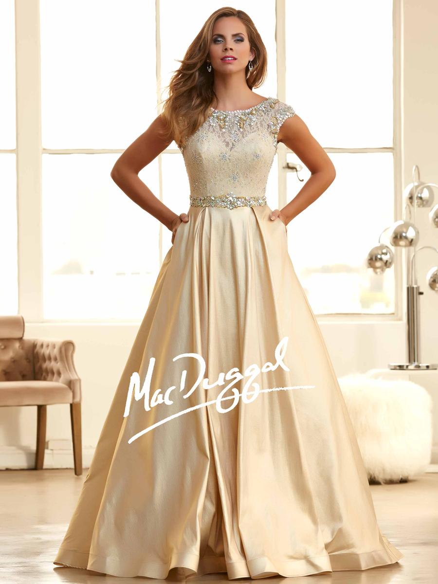 mac duggal gold dress