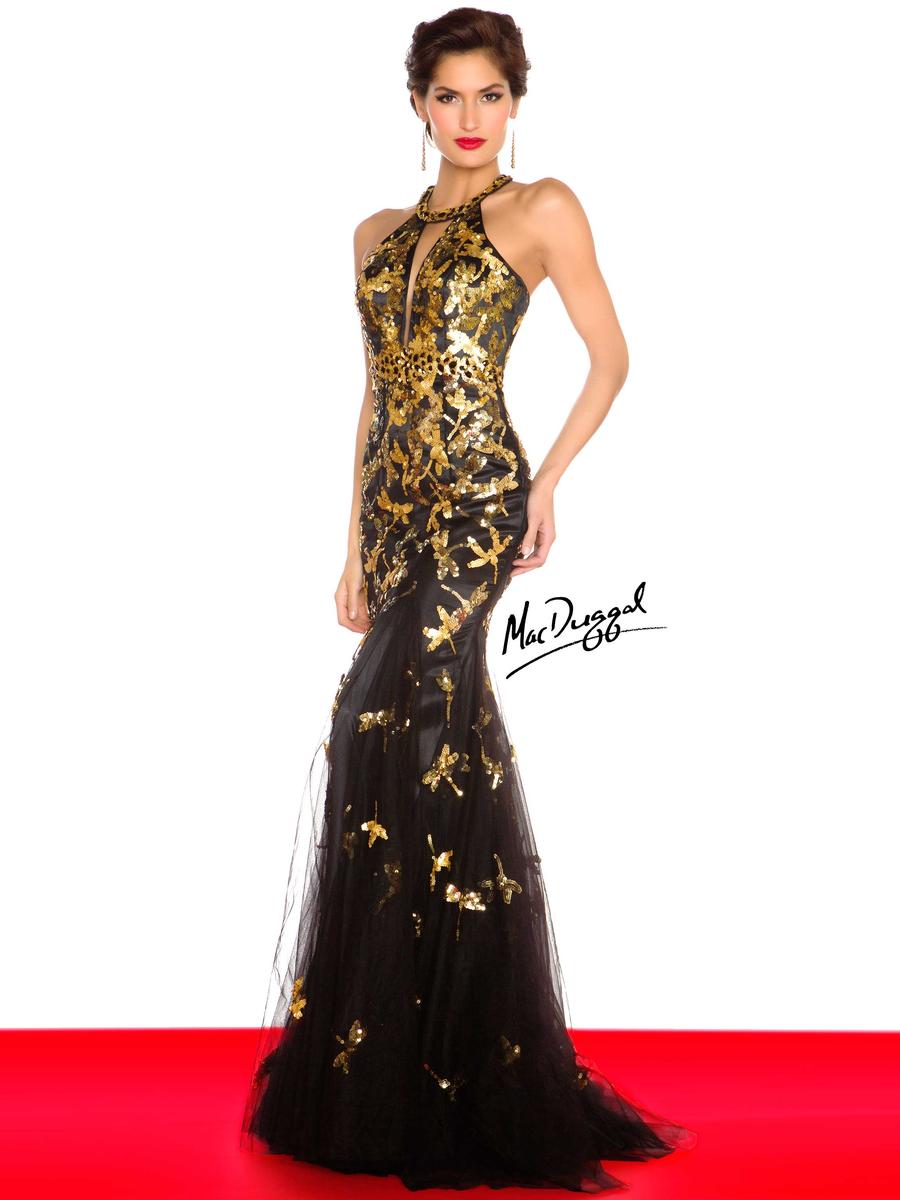 black red and gold dress
