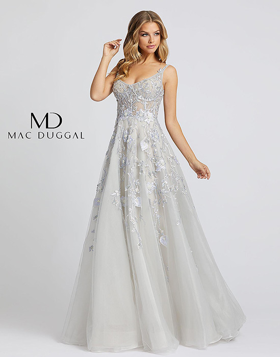 Mac Duggal Women's Embellished Lace Up Flowy Gown - Macy's