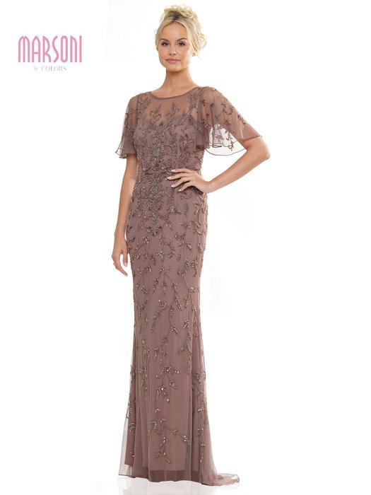 Taupe Satin Lace Peplum Mermaid Mother of the Groom Dress - VQ