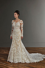 1119 Ivory Lace And Tulle Over Honey Gown With Java Tul front
