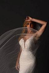 1165 Ivory Gown With Java Tulle Plunge detail