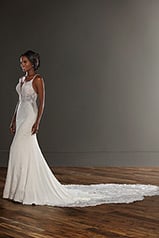 1165 Ivory Gown With Java Tulle Plunge detail