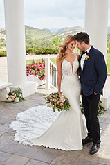 1165 Ivory Gown With Java Tulle Plunge front