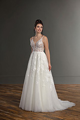 1214 White Lace And Tulle Over White Gown With White Tu front