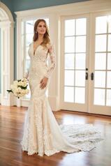 1257 Ivory Lace And Tulle Over Honey Gown With Java Tul front