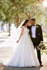 1258 Ivory Silver Lace And Tulle Over Moscato Gown With front