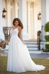 1279 Ivory Tulle Over Honey Gown With Java Tulle Plunge front