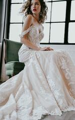 1267 Ivory Lace Over Stone And Honey Gown front