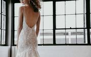 1301 Ivory Lace Over Ivory Gown With Ivory Tulle Plunge detail