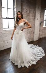 1303 Ivory Lace And Tulle Over Ivory Gown With Mocha Tu front