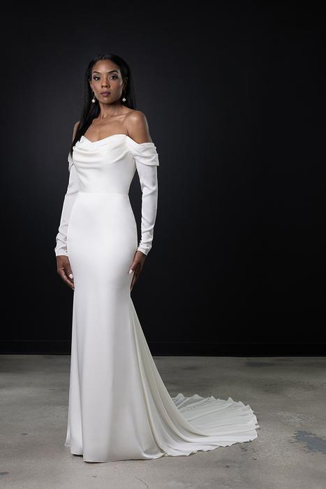 Sheri shine open corset wedding dress, draped, short detachable
