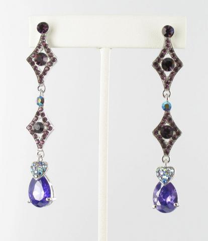 Helens Heart Earrings JE-X003395-Silver-Purple