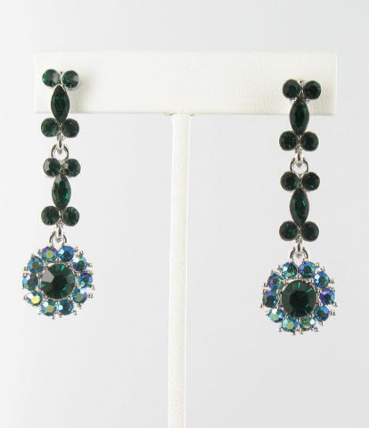 Helens Heart Earrings JE-X004426-Silver-Emerald-Green