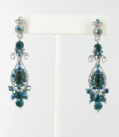 Helens Heart Earrings JE-X004490-Silver-Emerald-Green