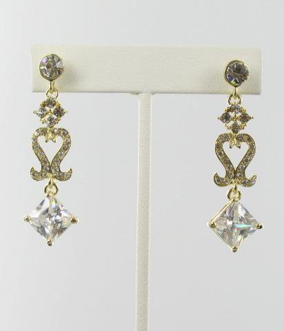 Helens Heart Earrings JE-X005045-Gold-Clear