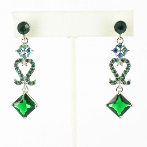 Helens Heart Earrings JE-X005045-S-Emerald-Green