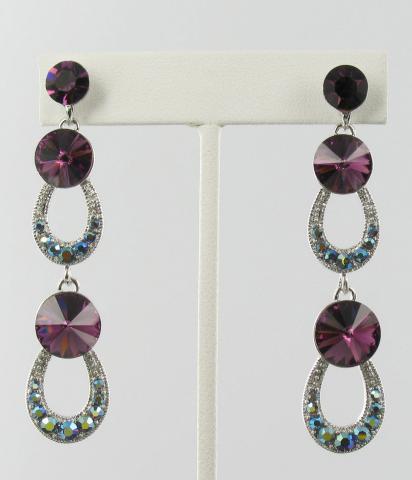 Helens Heart Earrings JE-X005200-Silver-Purple