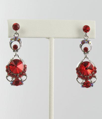 Helens Heart Earrings JE-X005501-Silver-Red