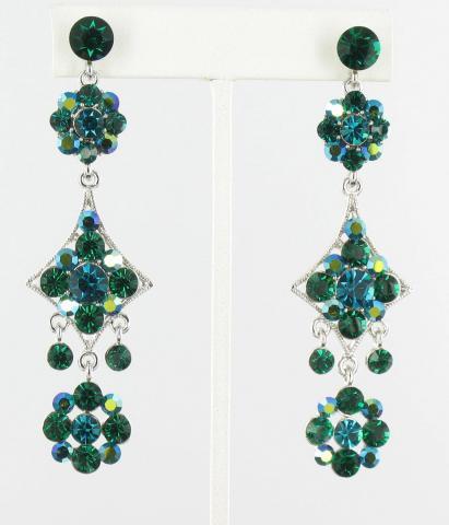 Helens Heart Earrings JE-X006587-1392-Silver-Emerald-Green