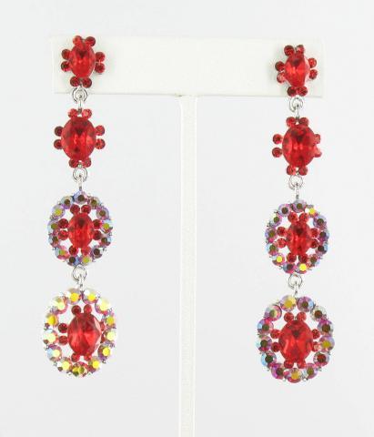 Helens Heart Earrings JE-X006588-1532-Silver-Red