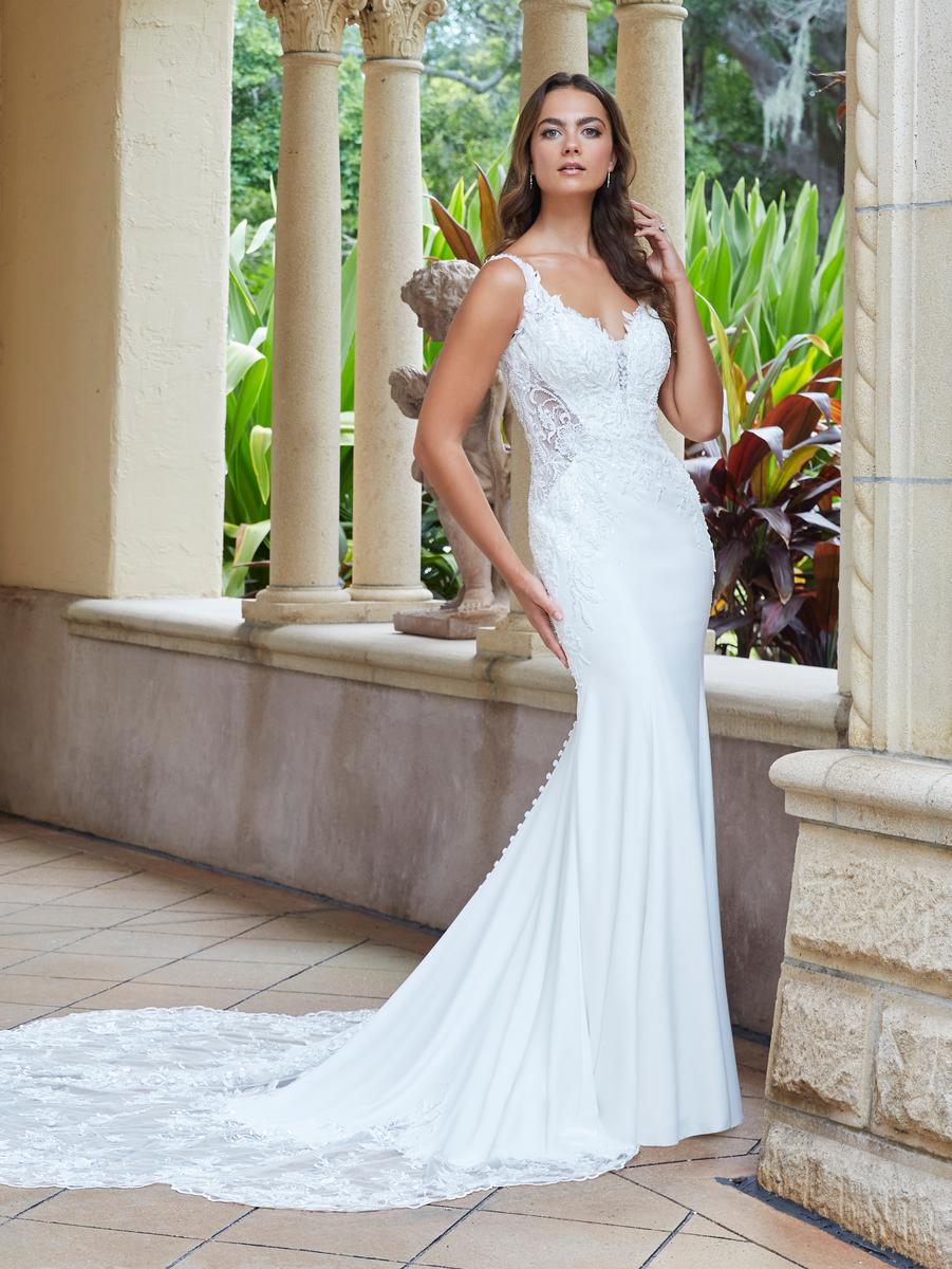 V-Neck Sleeveless Beaded And Embroidered Fit And Flare Wedding Dress
