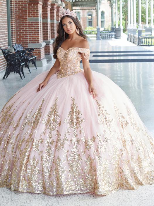 House of Wu 56482 Butterfly Appliques Cold Shoulder Quinceanera Gown 