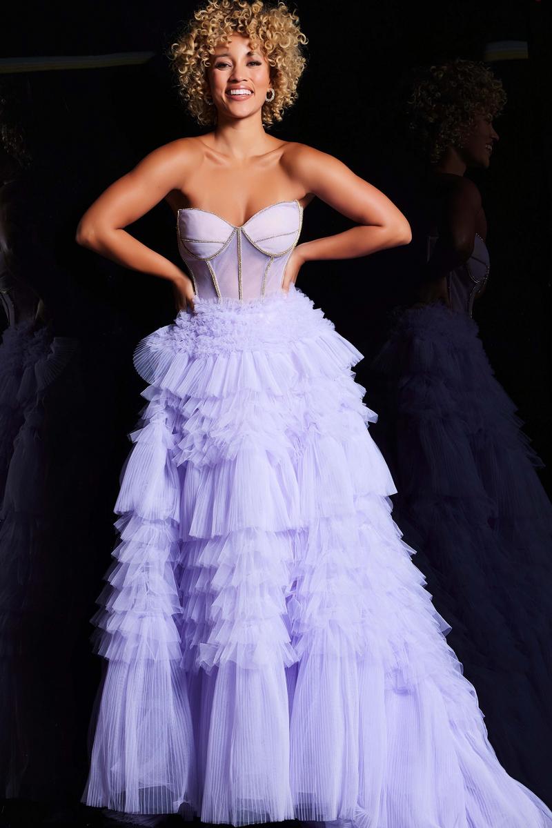 Jovani Dress 38290  Lilac front cut out dress 38290