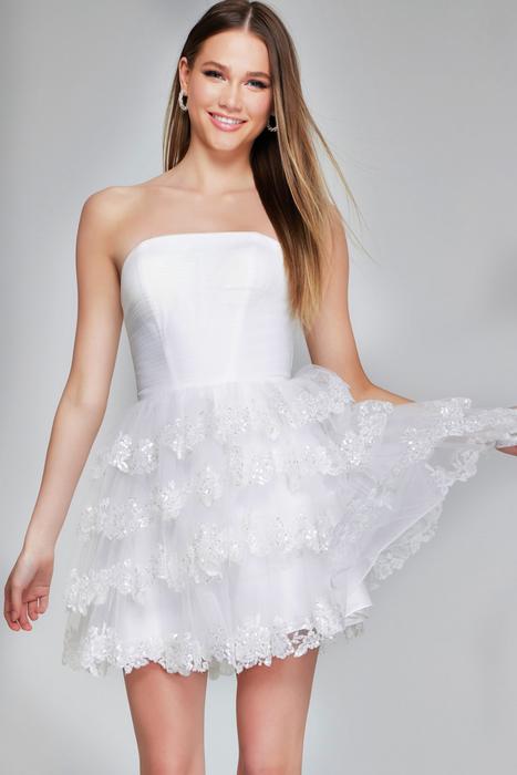 Enchanting Off-White Strapless Tulle Mini Dress 41150 41150