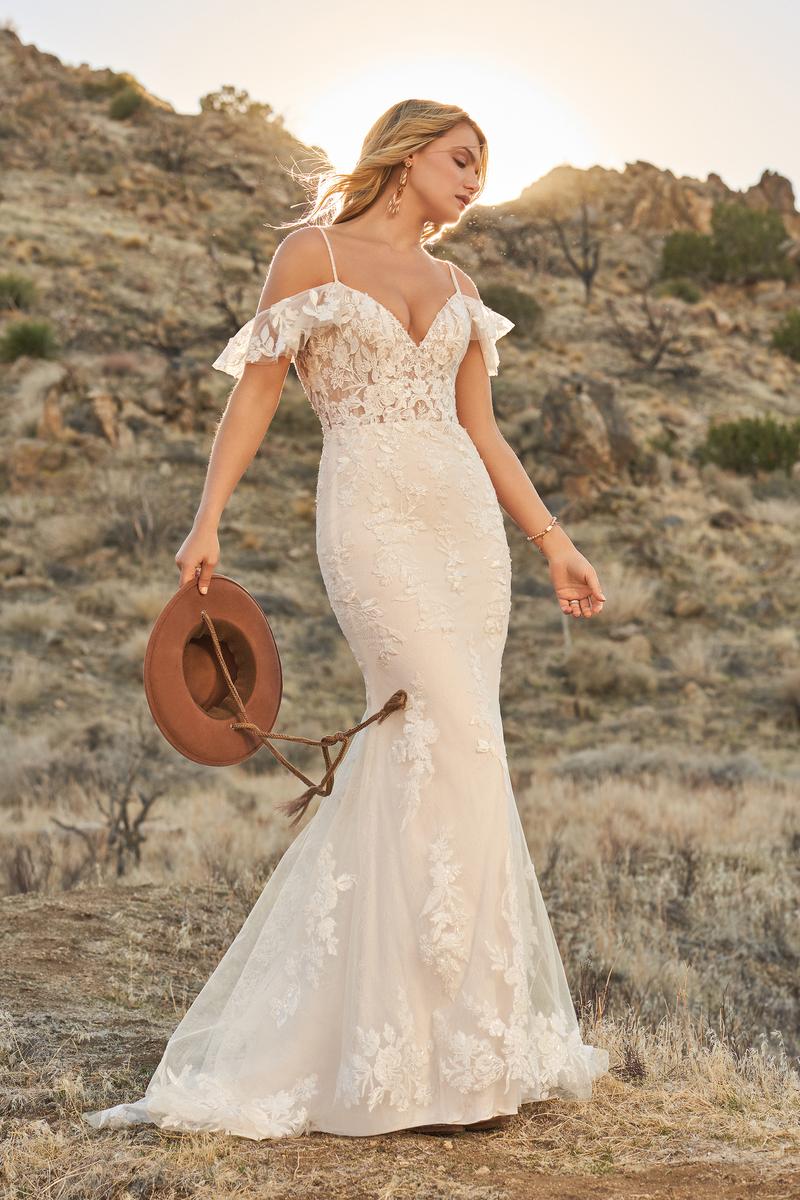 Boho Bridal Angel Bell Sleeve Mermaid Hourglass Wedding Dress