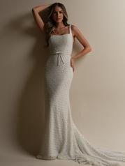 25SS350A01 Ivory/Silver Accent Gown With Natural Illusion front