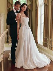 25SS350A01 Ivory/Silver Accent Gown With Natural Illusion front