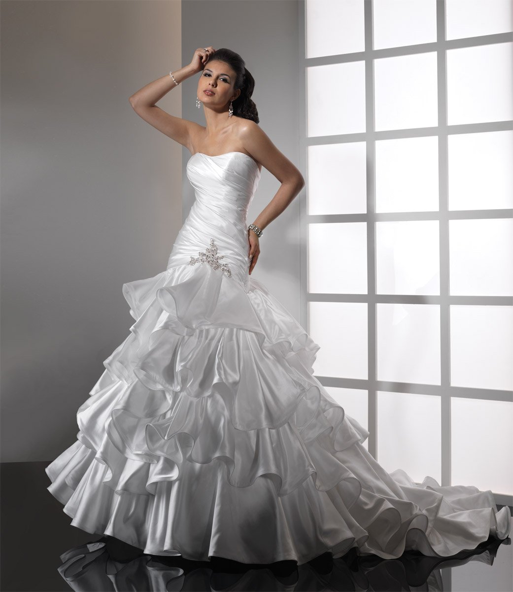 Ruched Dropped Waist Wedding Dress