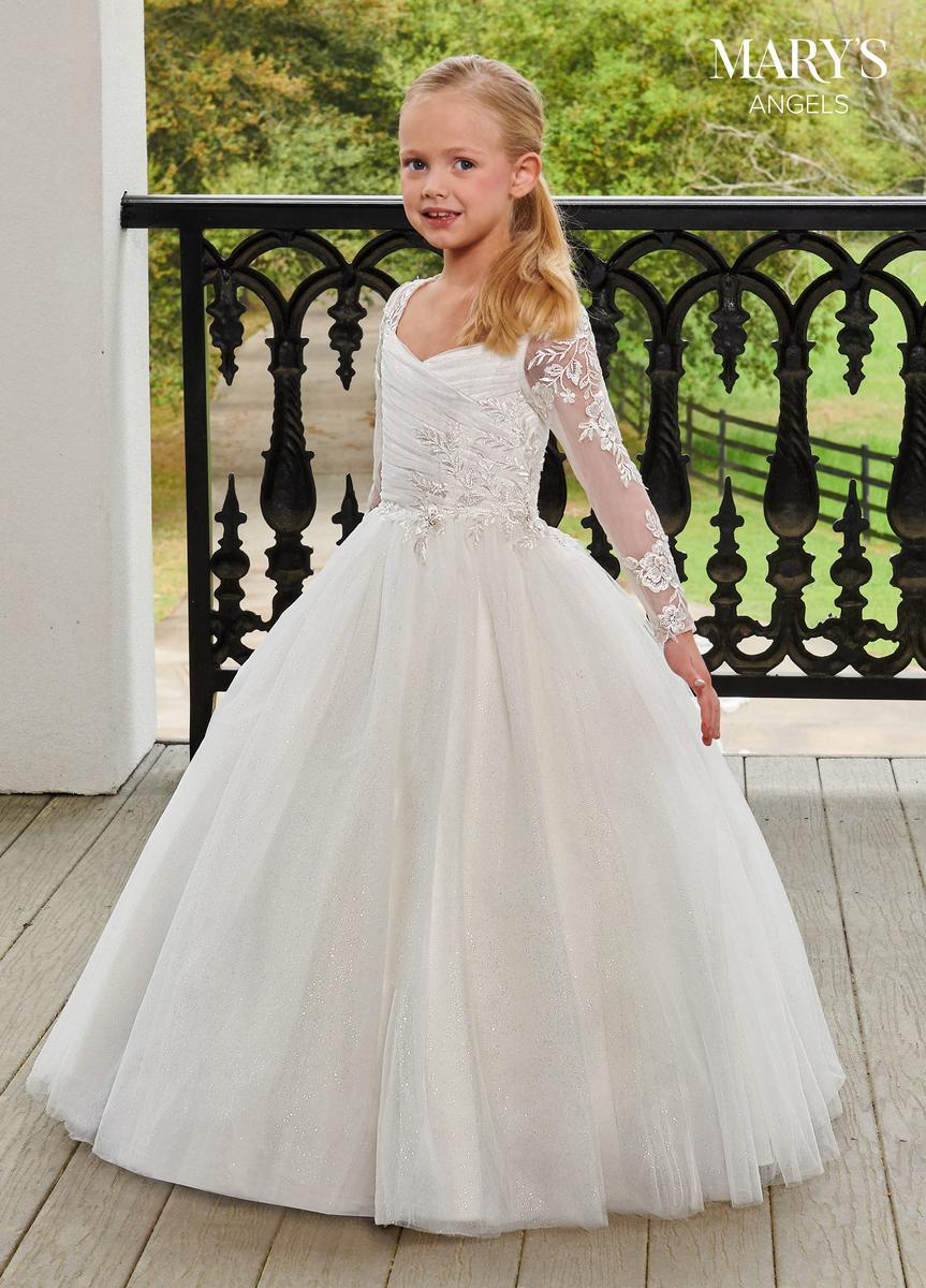 Sleeveless Floral Applique Tulle Ball Gown with Button Back