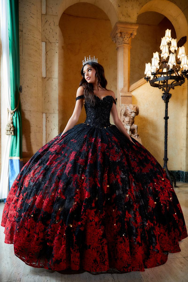 Glittered Red And Black Ombre Evening Dress - Marisela Veludo - Fashion  Designer