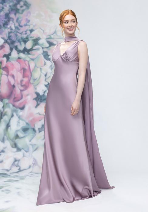 Elegant Purple Bridesmaid Dresses Azazie A-Line V-Neck Floor-Length Stretch  Satin Bridesmaid Dresses Wisteria