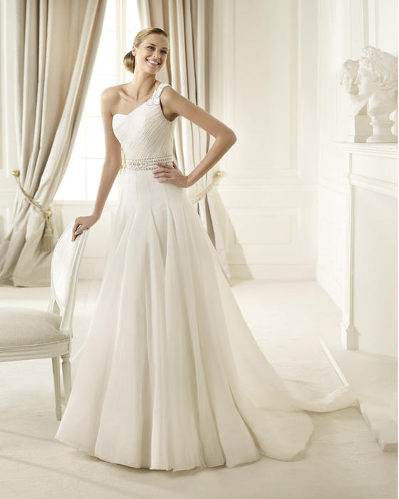 pronovias one shoulder wedding dresses KLEYNA | Mermaid wedding dress with asymmetrical neckline