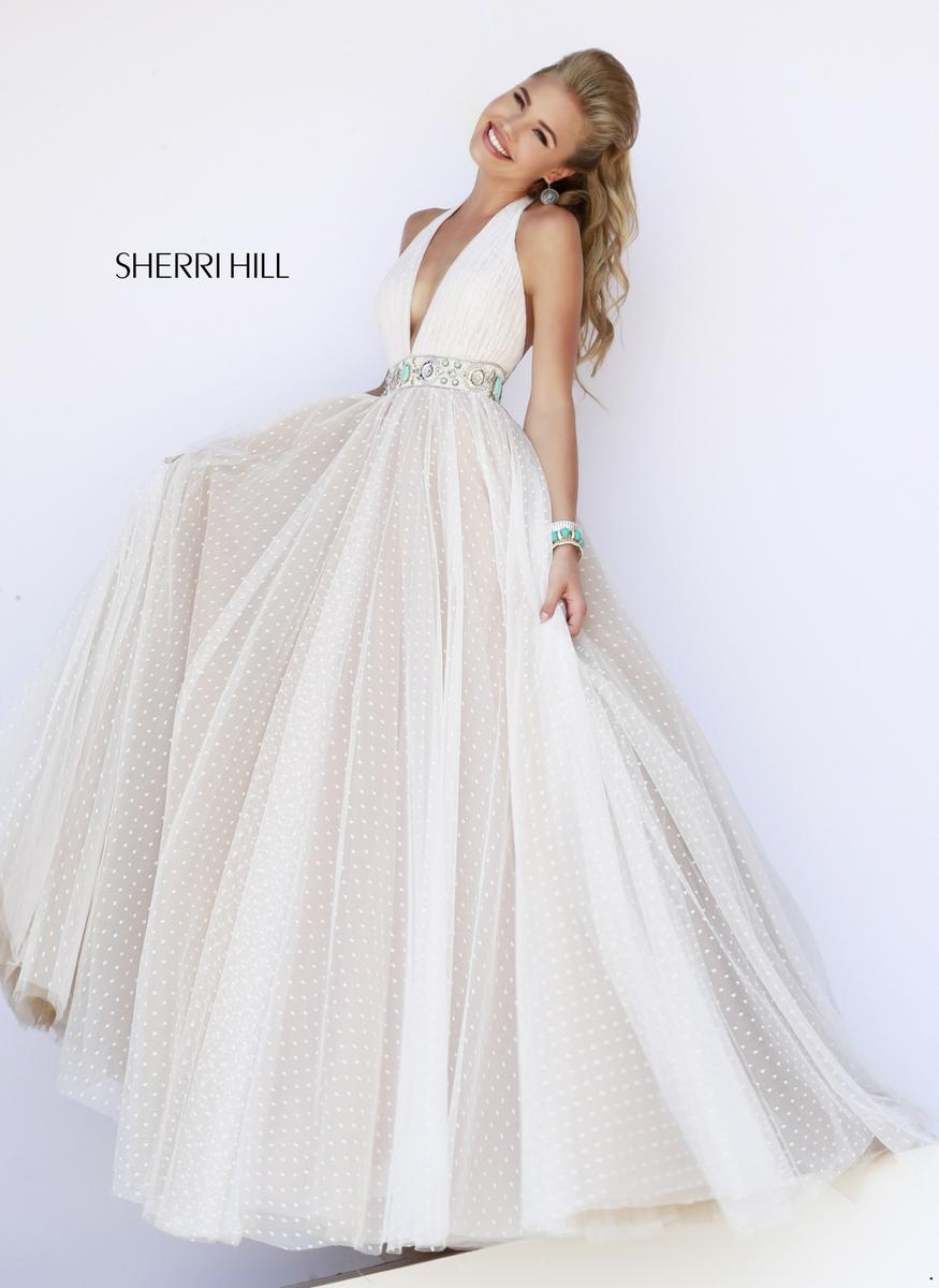 sherri hill ivory long dress