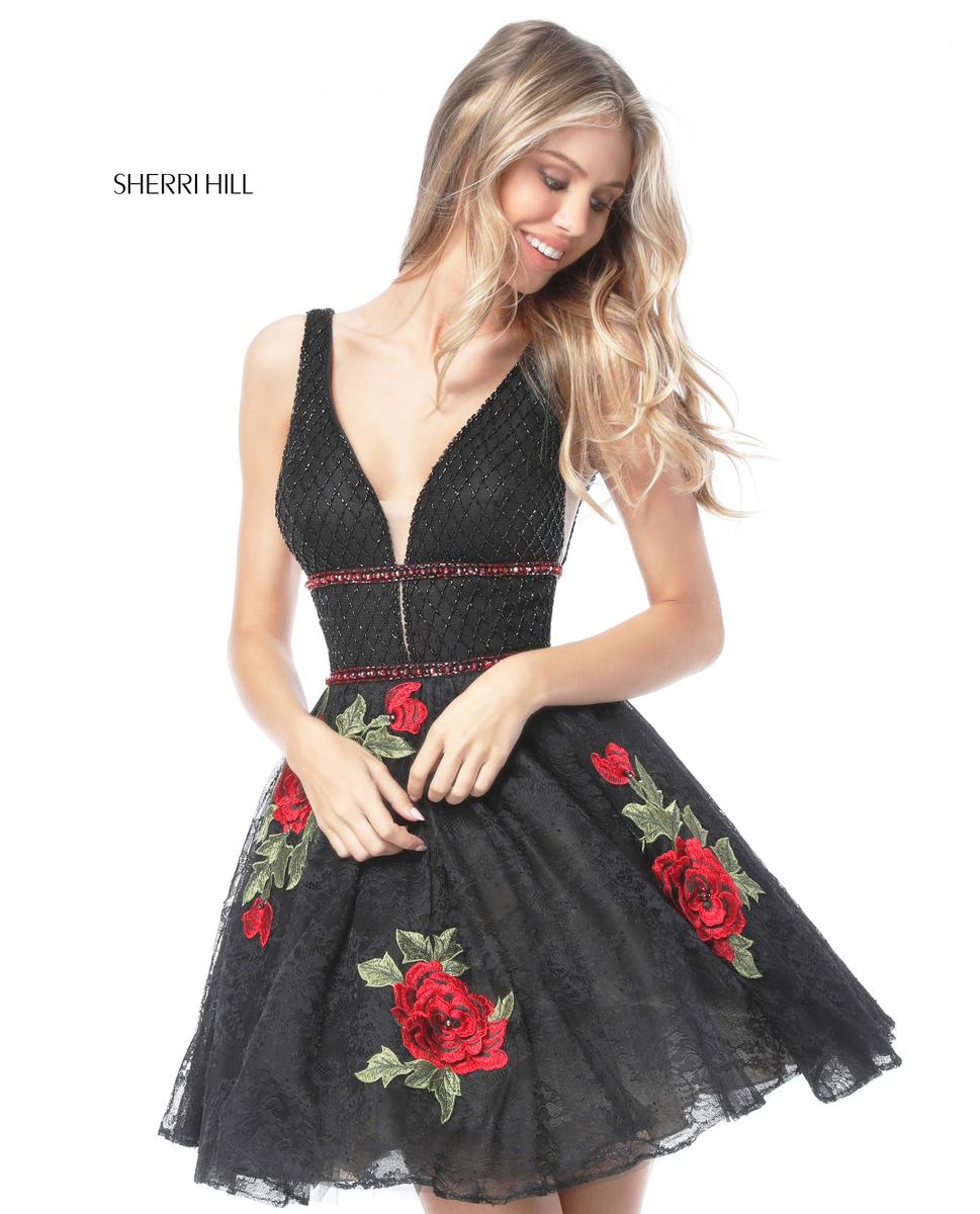 prom dress black with red roses