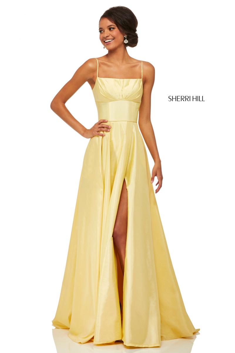 sherri hill yellow short dress